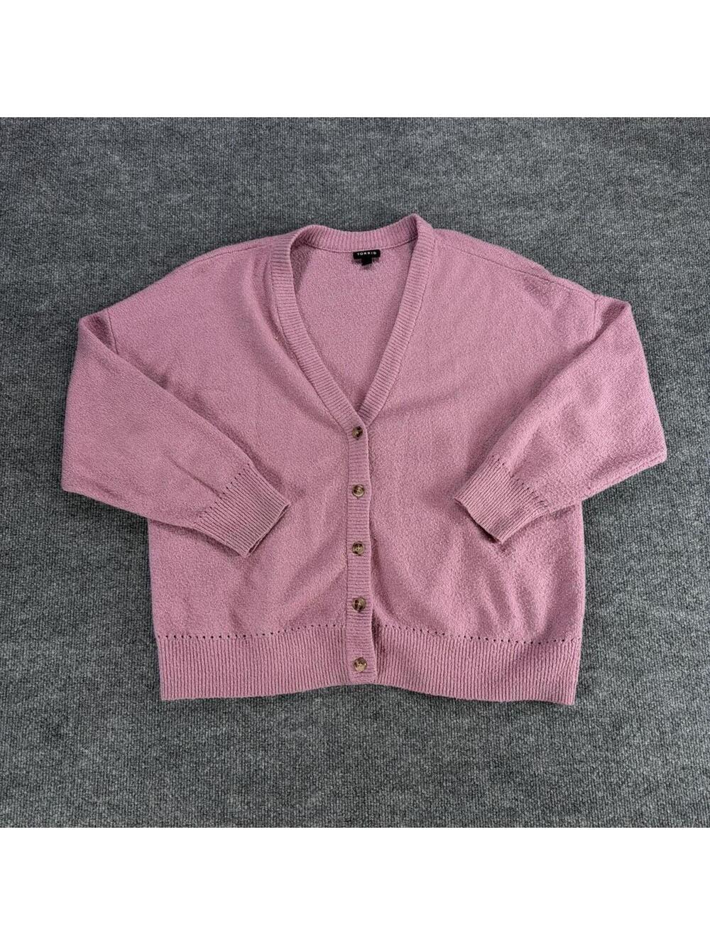 Torrid Pink Button-Up Cardigan Sweater Sz 2 -‎ Barbiecore, Plus Size, Girly